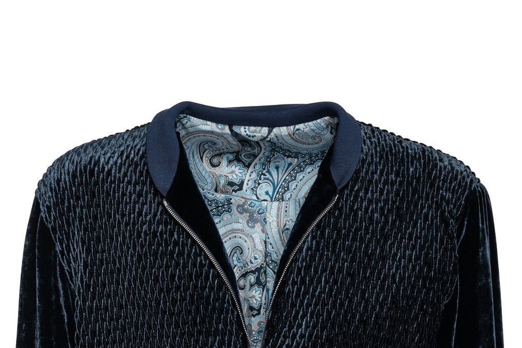 FABIO CAVIGLIA RRP 2000€ Bomber Jacket "WOVEN" Blue Corduroy Silk - 50 IT - Bomber jacket - New with tags #4.3