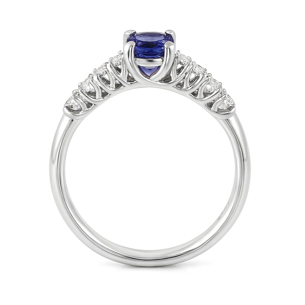 戒指 - 18K包金 白金 -  0.87ct. tw. 坦桑石 - 钻石 #4.3