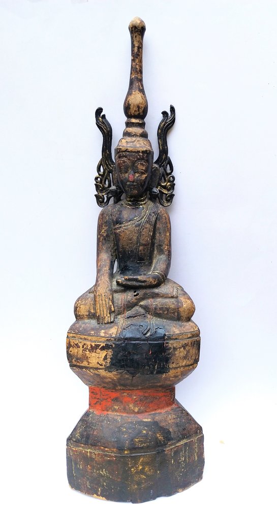 Shan Buddha Jambhupati Statue 73 cm - 塑像 - 缅甸 #1.0