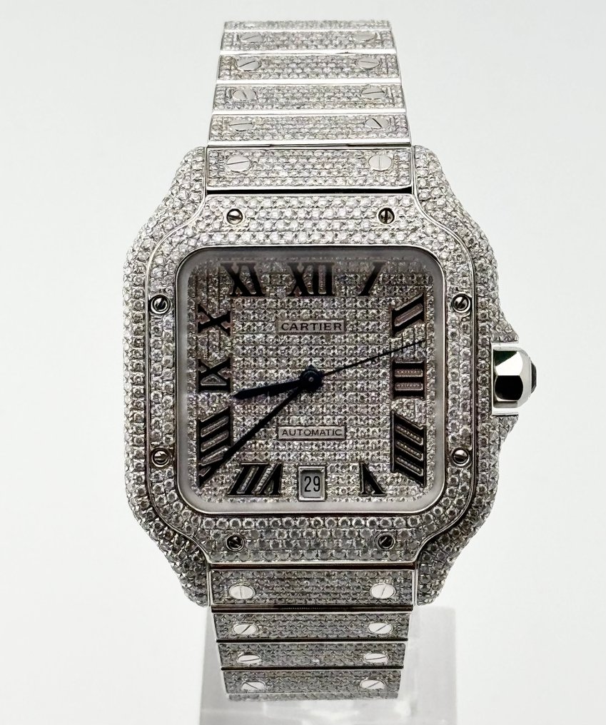 Cartier - Santos de Cartier Custom Diamonds 'Iced Out' - No reserve price - 4072 - Men - 2025 #2.1