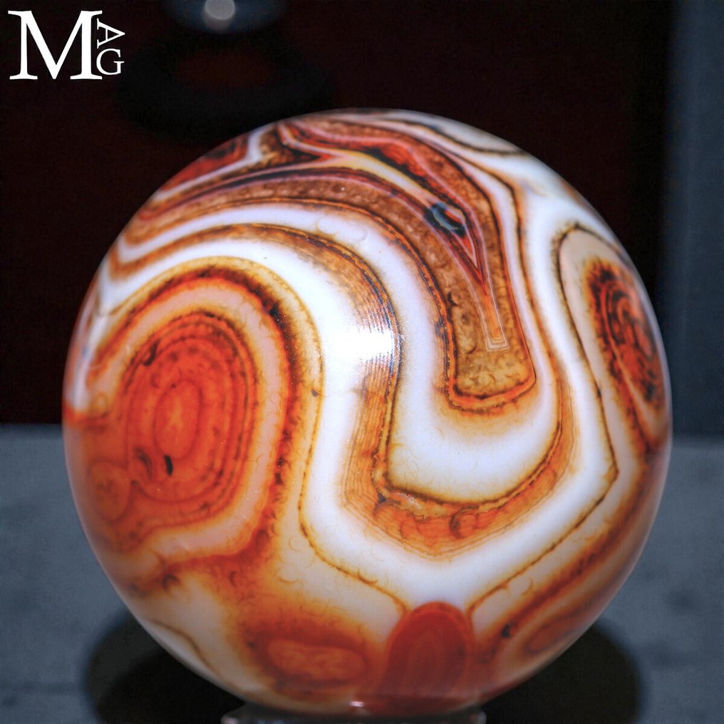 Ocellated Sardonic Agate - Collectors Sphere - Height: 35 mm - Width: 35 mm- 60 g #4.3