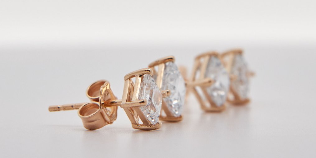 χωρίς τιμή ασφαλείας - Σκουλαρίκια - 14 καράτια Κίτρινο χρυσό -  2.43ct. tw. Διαμάντι (Εργαστηριακής καλλιέργειας) #2.1