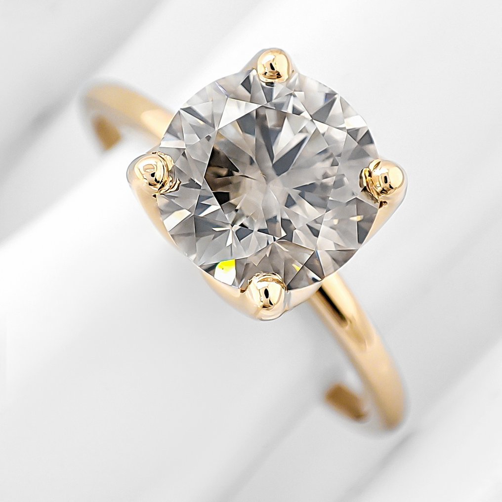 Sans prix de réserve - Bague - 14 carats Or jaune - 1.83ct. tw. Diamant (Couleur naturelle) - Certificat IGI #2.1