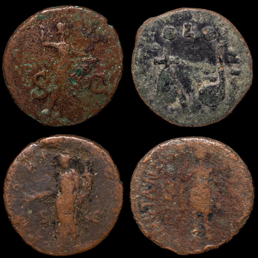 Ρωμαϊκή Αυτοκρατορία Lote de 4 monedas Sestercios y Ases Augusto, Claudio y Adriano  (χωρίς τιμή ασφαλείας) #1.0