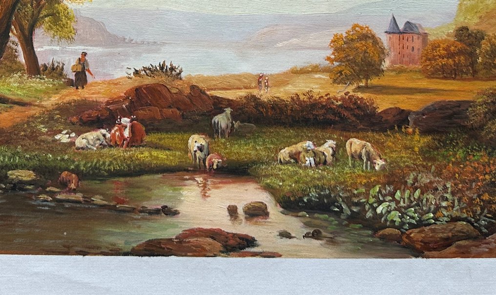 After Frederik Marianus Kruseman, 之后 - An Extensive River Landscape With A Castle On A Hill Beyond #2.1