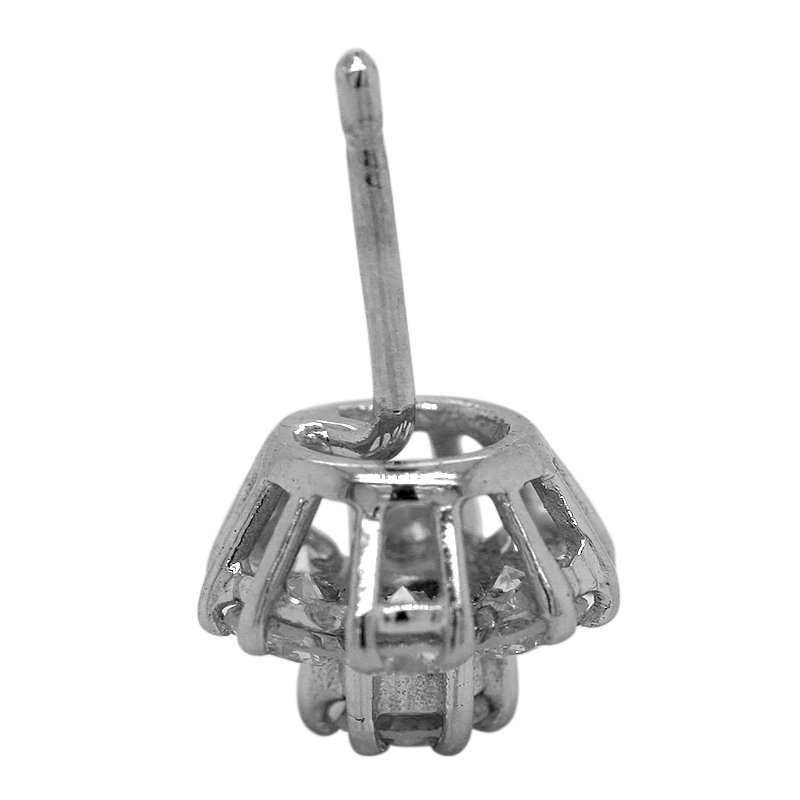 耳環 - 18 克拉 白金 鉆石 (天然)  - 花朵耳环 #2.1