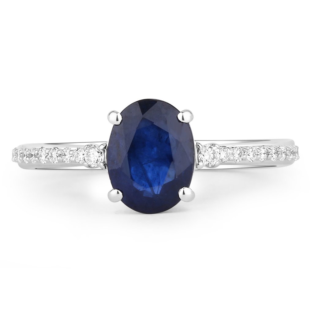 Δαχτυλίδι - 14 καράτια Λευκός χρυσός -  1.62ct. tw. Ζαφείρι - Διαμάντι #3.2