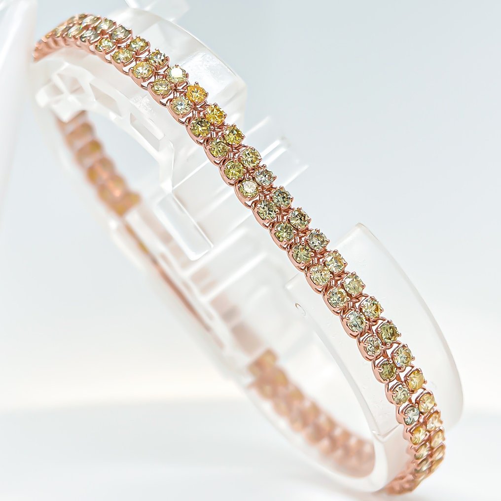 Sans prix de réserve - Bracelet - 14 carats Or rose -  5.09ct. tw. Jaune Diamant (Couleur naturelle) - IGI - Livraison EU le lendemain #1.0
