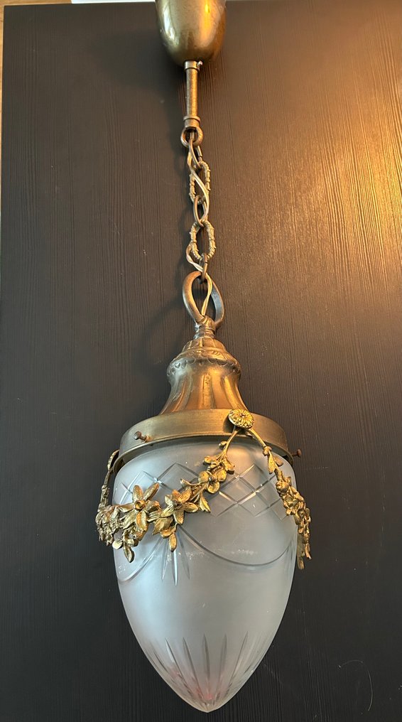 Függő lámpa - Csiszolt üveg rézből - Jugendstil függőlámpa #1.0