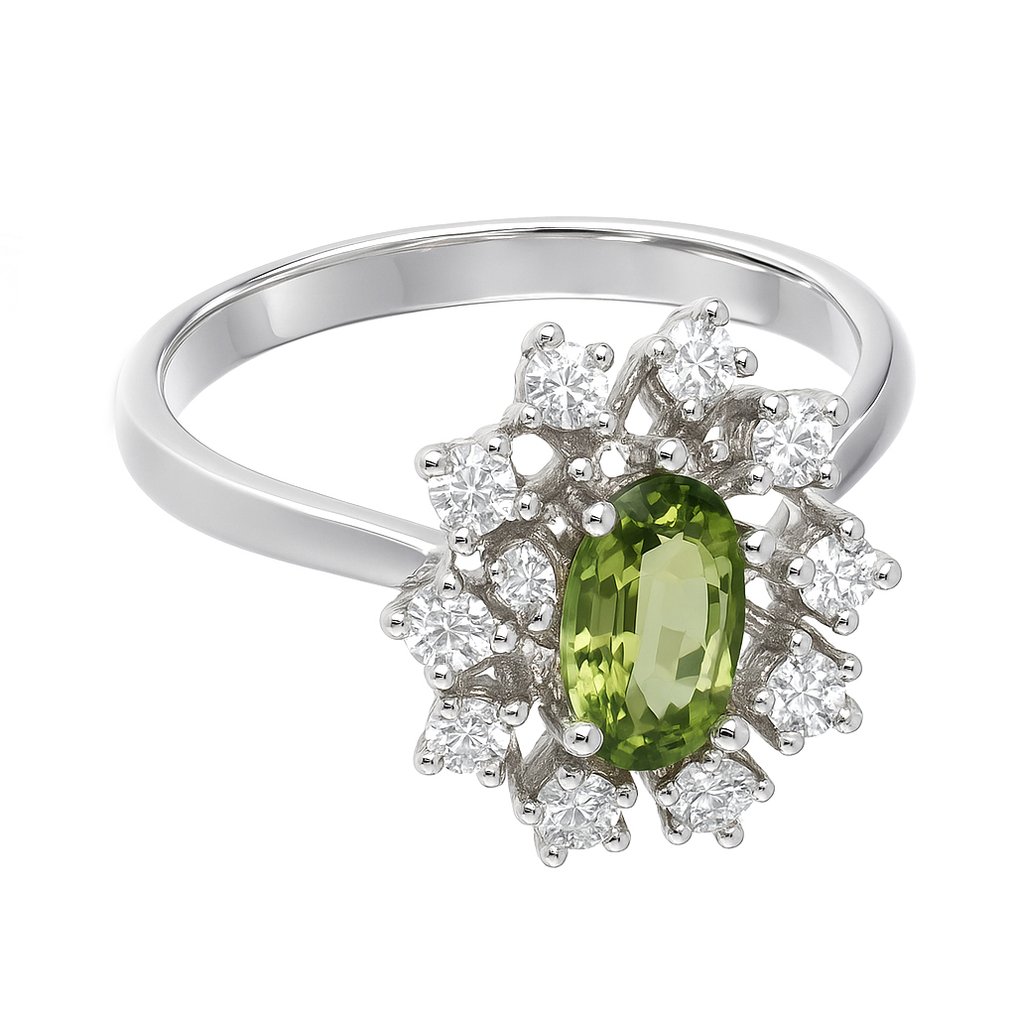 Ring - 18 kt. White gold -  0.52ct. tw. Tourmaline - Diamond #3.2