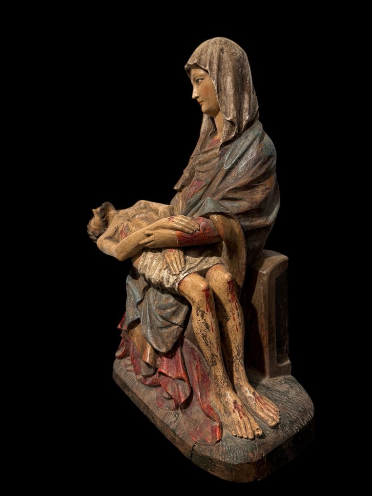 雕刻, Pïeta - Gotieke stijl - 19e eeuw - 46 cm - 木 #1.0