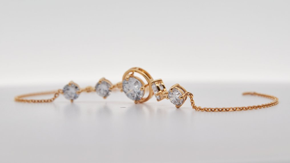 Ei pohjahintaa - Rannekoru - 14 kt. Keltakulta -  2.65ct. tw. Timantti (Laboratoriossa kasvatettu) - Timantti #3.2