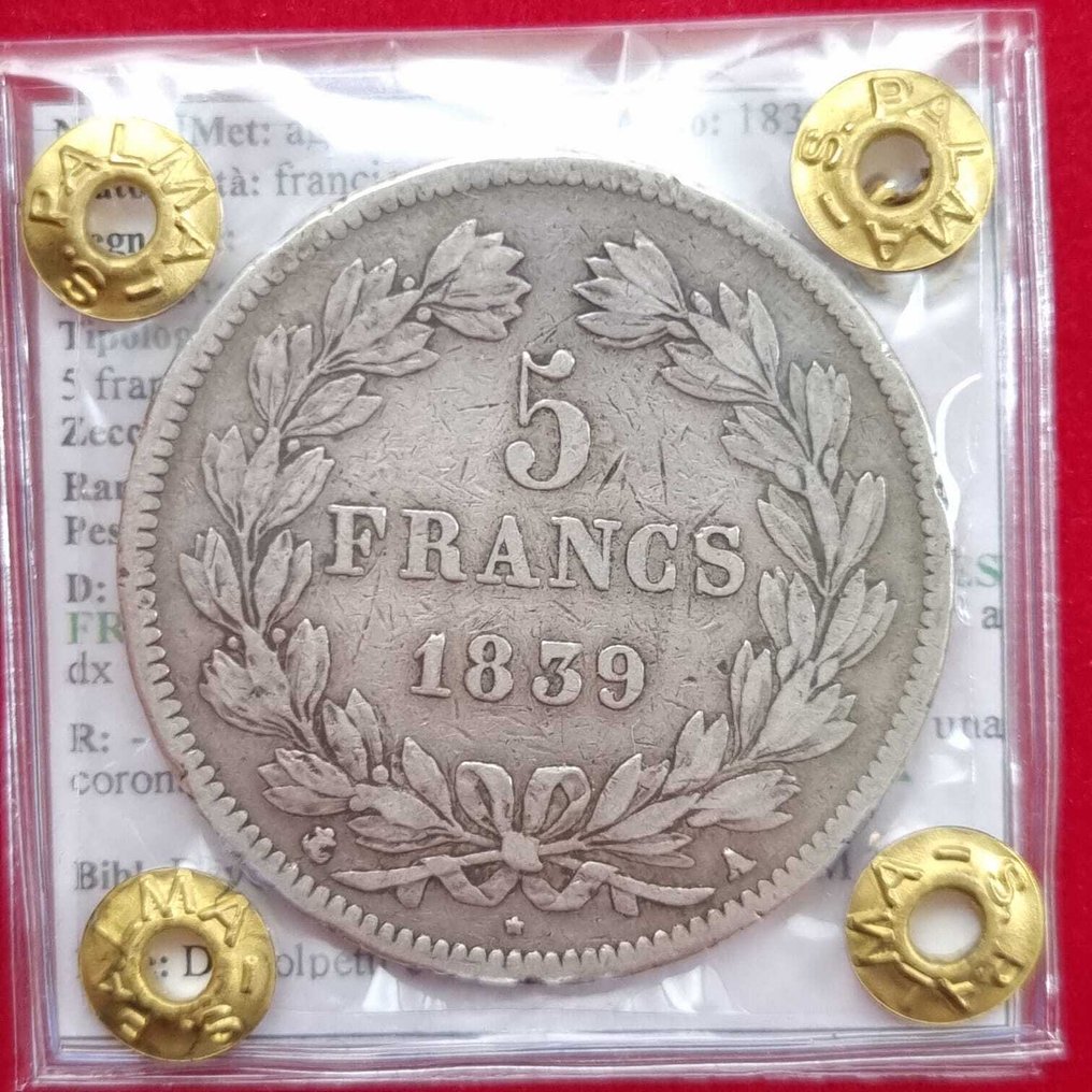 France. Louis Philippe I. 5 Francs 1839-A, Paris  (No reserve price) #1.0