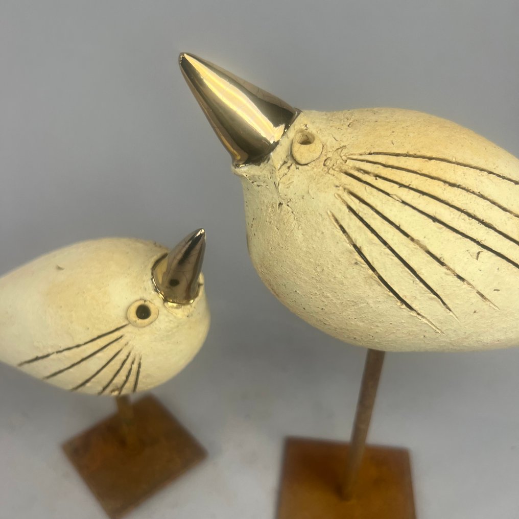 Ewa Budzowska - 雕刻, Big BIRDS-  decorated by 24 carat gold - 20 cm - 金色, 金屬, 陶瓷 - 2024 #1.0