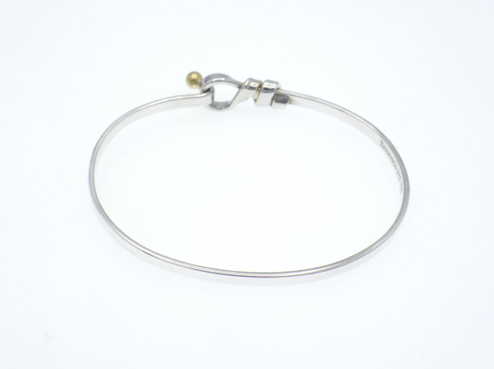 No reserve price - Tiffany & Co. - Bracelet - Hook and Eye Bangle 925 & 750 - 18 kt. Silver, Yellow gold #3.2