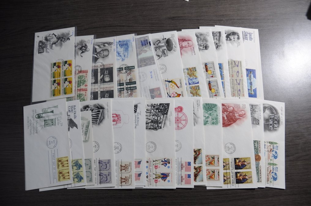 美国  - 批次，包含100枚100-den FDC和特别信封，装在一个盒子里。 #4.3