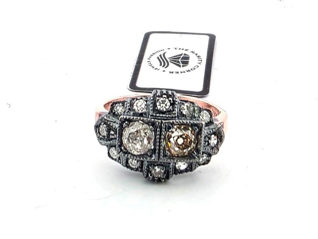 Fără preț de rezervă - Inel - 9 kt. Aur roz, Argint - 1.18ct. tw. Diamant (Natural) - Diamant #2.1