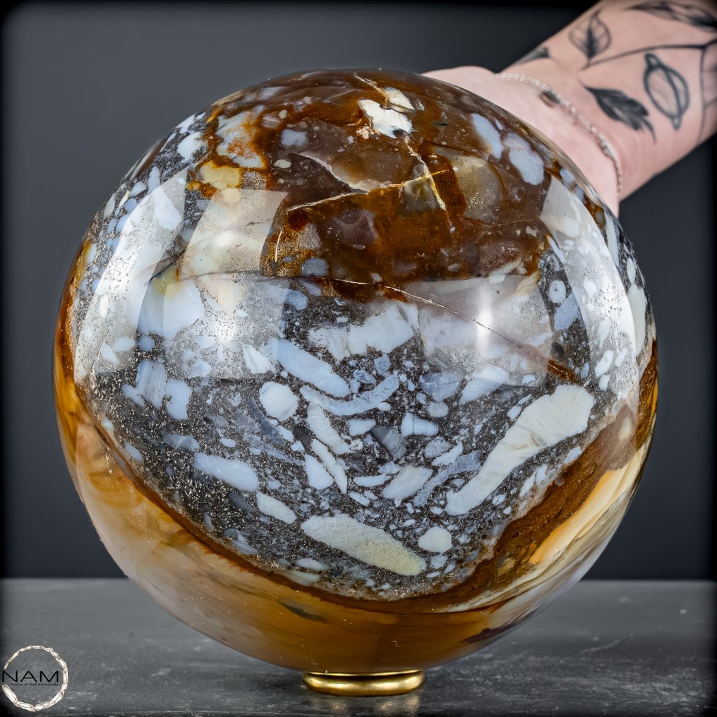 Ekskluzywna kula z opalu, karneolu i agatu z Indonezji – Naturalna elegancja w doskonałej formie- 3011.77 g #1.0