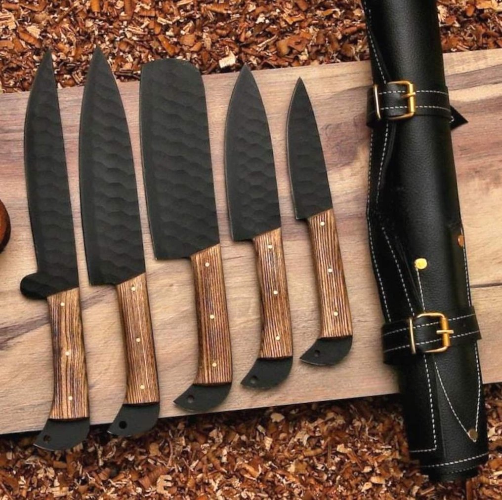Coltello da cucina - Kitchen knife set -  Coltelli da chef - Palissandro, sudore - Nord America - Set da chef per barbecue, coltelli da chef #1.0