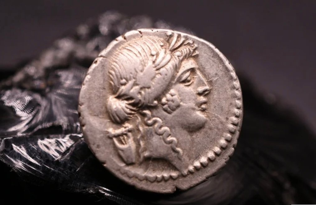 Roman Republic. P. Clodius M.f. Turrinus, 42 BC. Denarius Roma #1.0