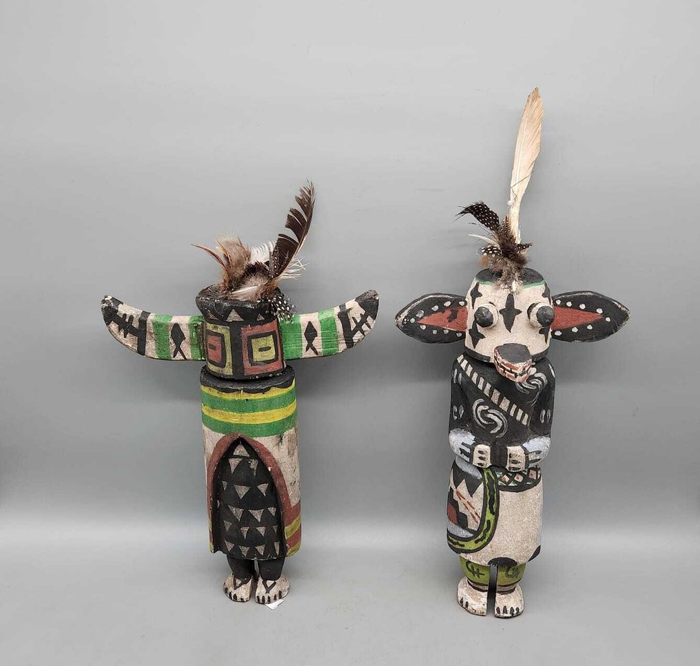 2 Poupées dans le style kachina hopi - 雕塑  (没有保留价) #2.1