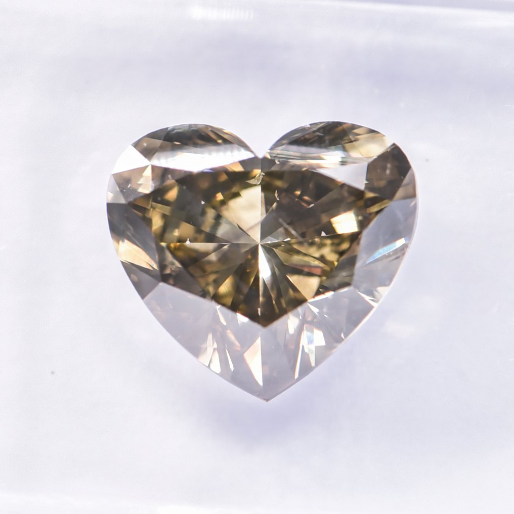Ei pohjahintaa - 1 pcs Timantti (Luonnonvärinen) - 3.01 ct - Sydän - Fancy deep Rusehtava, Vihertävä Keltainen - SI1 - Kansainvälinen gemologinen instituutti (IGI) - VG #4.3
