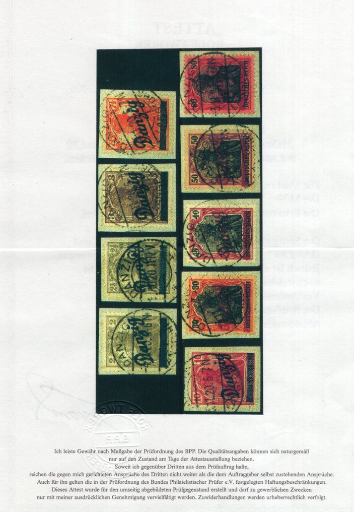 Danzig 1920 - Kleiner Innendienst komplette Ausgabe mit Attest - Michel 32/40 #2.1