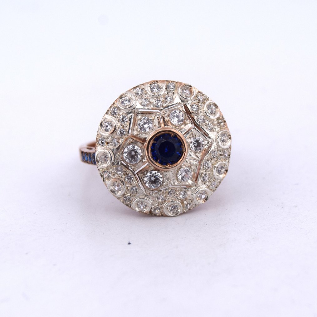 Zonder minimumprijs - Armring - 9 kt. Roségoud - 1.44ct. tw. Saffier - Diamant #1.0