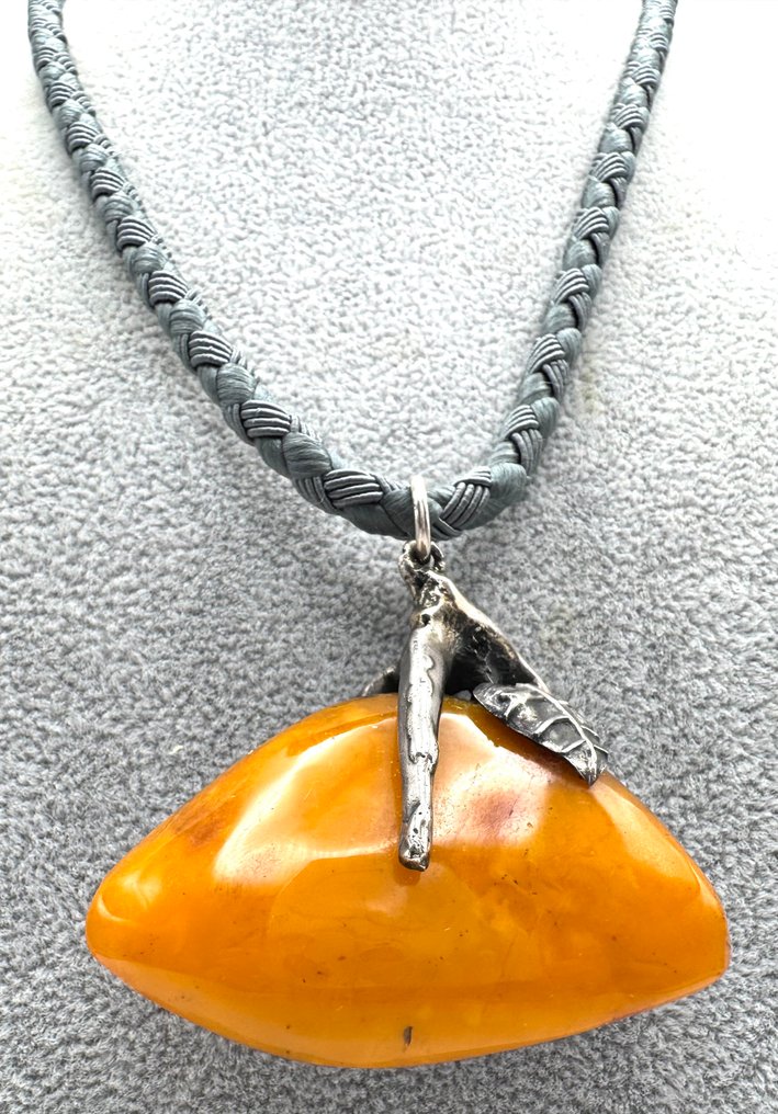 Fără preț de rezervă - Lanț Argint, Amber Chihlimbar #1.0