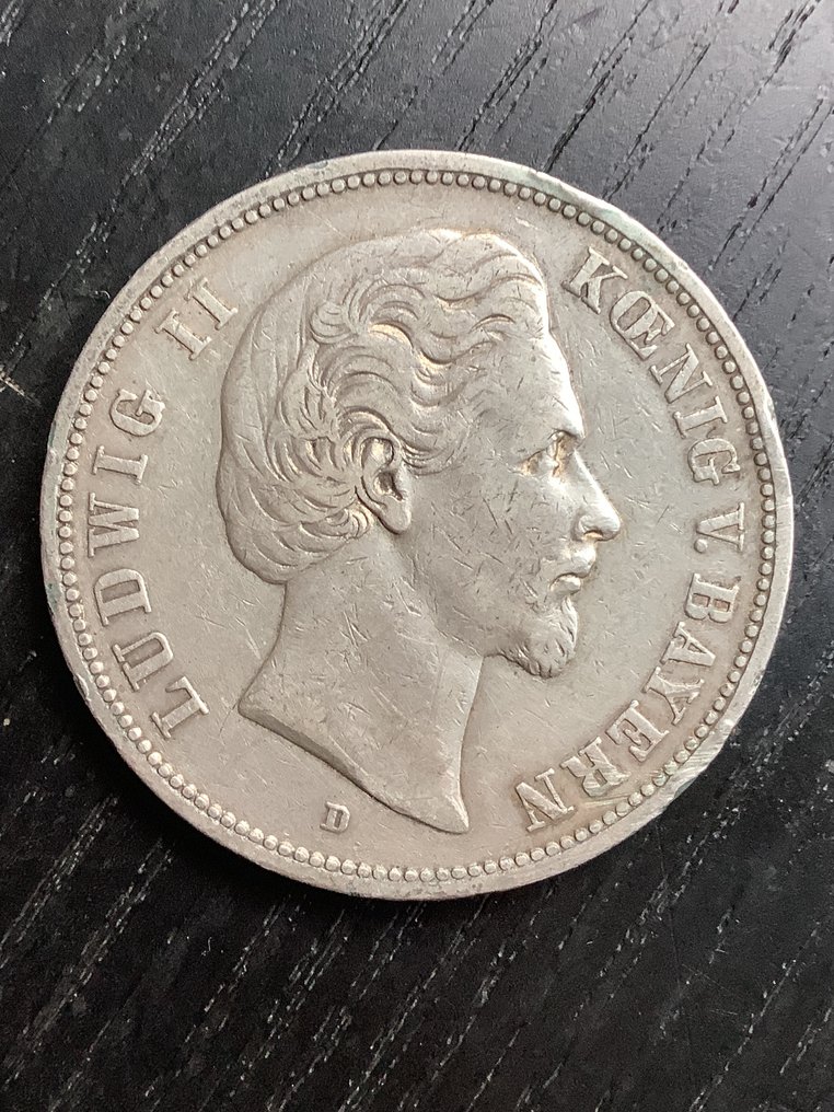 Duitsland, keizerrijk Ludwig II der Deutsche. 5 Mark 1874, Bavaria (Zonder minimumprijs) #1.0