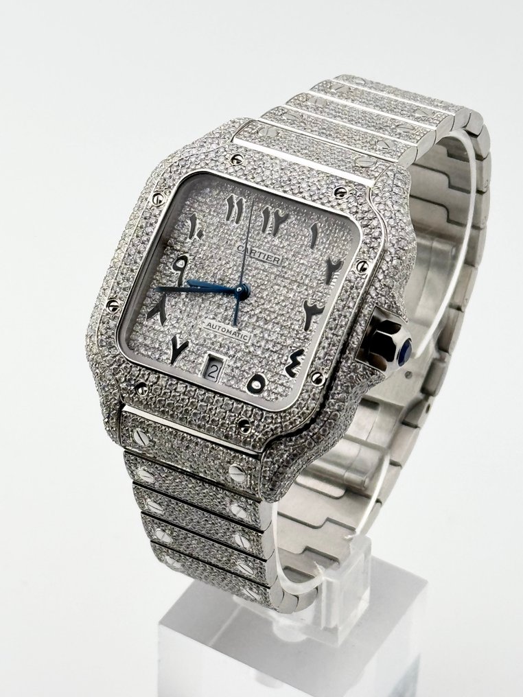 Cartier - Santos  Diamonds 'Iced Out' Arab Dial Custom - 4072 - Herre - 2025 #2.1