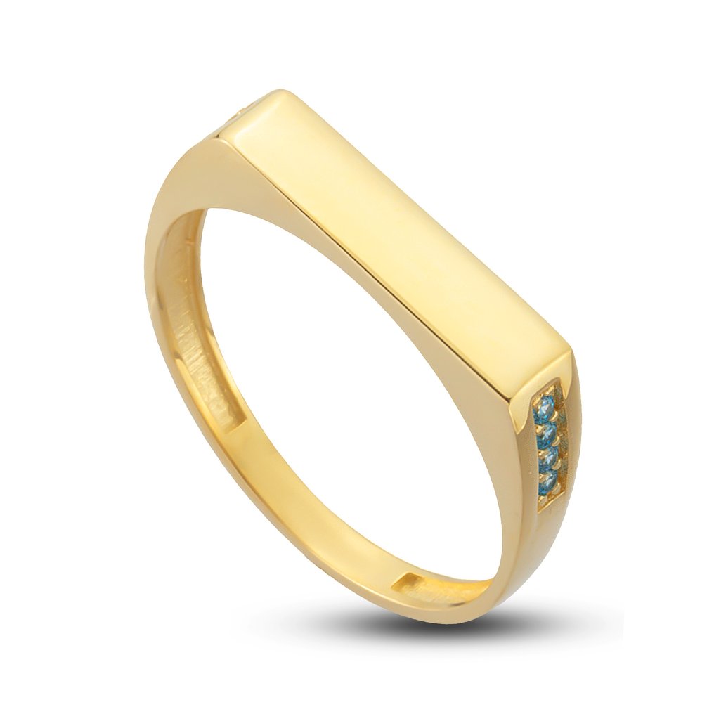 Sans prix de réserve - Bague - 14 carats Or jaune - 0.08ct. tw. Aigue-marine #4.3