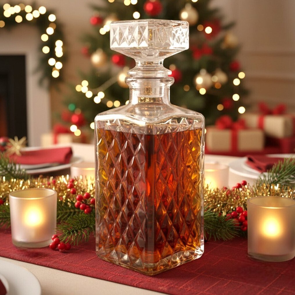 Derítőedény - per Liquore Mod. "Rhombuses", 1960-as évek - Kézi csiszolású kristály - Vintage karácsonyi kiadás #1.0