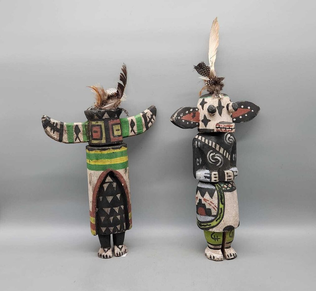 2 Poupées dans le style kachina hopi - 雕塑  (没有保留价) #3.2