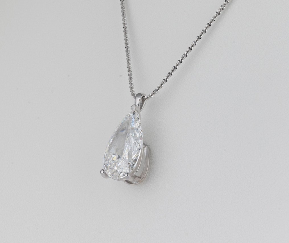 Ingen mindstepris - Kæde - 14 karat Hvidguld - 8.09ct. tw. Diamant (Laboratoriedyrket) - Pear F-VVS2 #4.3