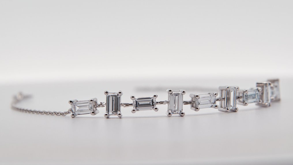 Zonder minimumprijs - Armband - 14 karaat Witgoud - 3.73ct. tw. Diamant (Lab-grown) #1.0