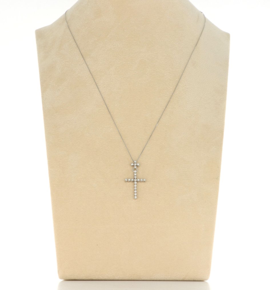 Sem preço de reserva - Colar com pingente - 18 K Ouro branco -  0.30ct. tw. Diamante (Natural)  #1.0