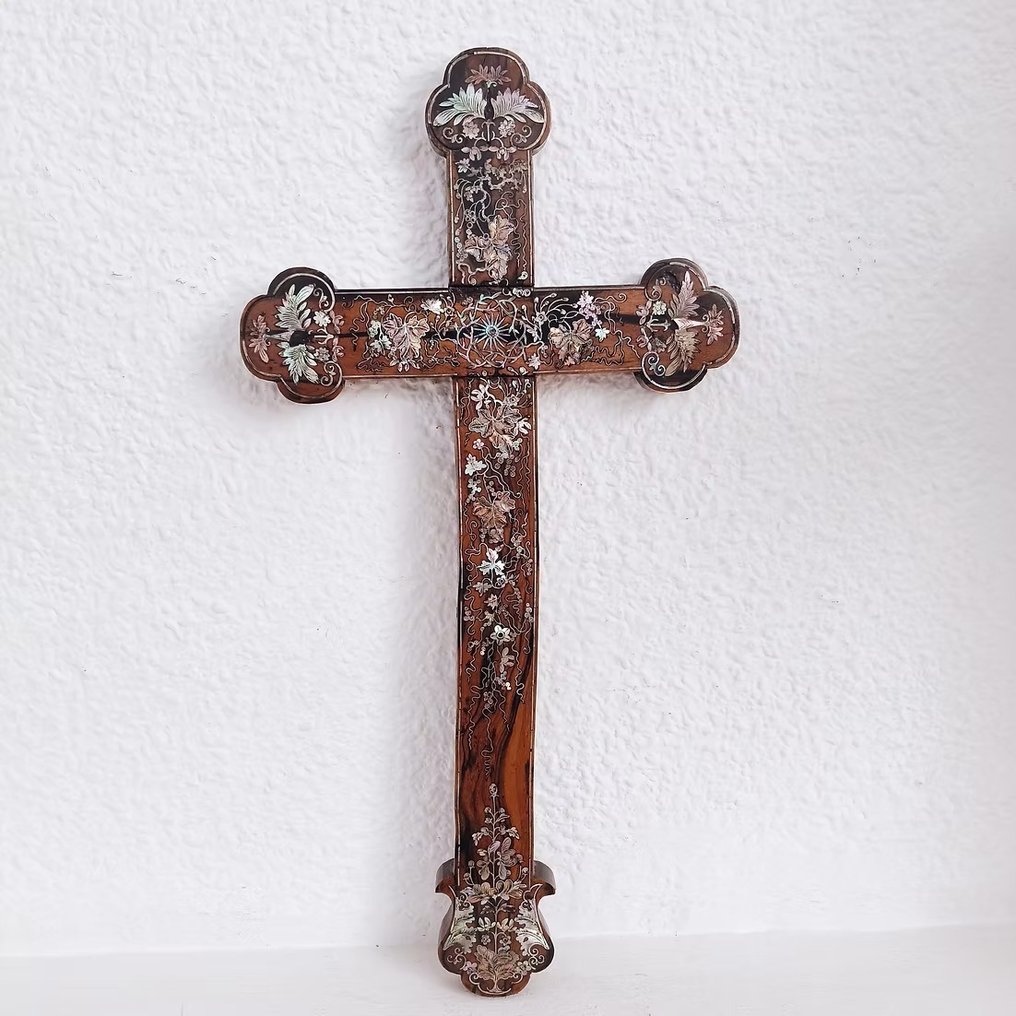 十字架 - 红木, 珍珠母 - 19世纪早期 - 印度支那十字架 - 48 厘米 #2.1