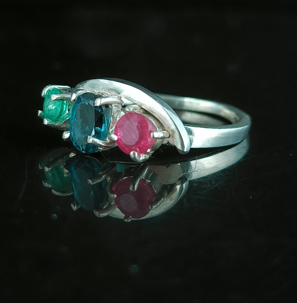 Smarald - Argint - Inel amuletă - London Topaz oval #4.3