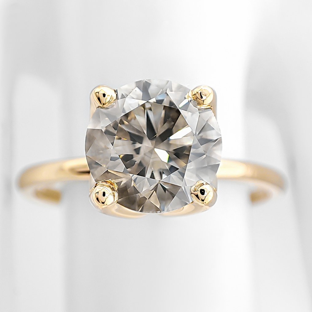 Sans prix de réserve - Bague - 14 carats Or jaune - 1.83ct. tw. Diamant (Couleur naturelle) - Certificat IGI #1.0