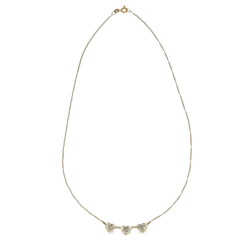 吊墜頸鏈 - 18 克拉 白金, 黃金 -  0.09ct. tw. 鉆石 (天然)  #1.0