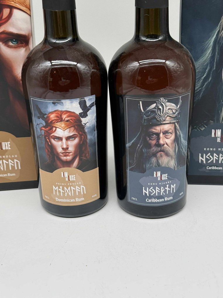 Rom de Luxe - Kong Hjarne Caribbean + Prins Endlau Dominican - 70cl - 2 bottiglie #1.0