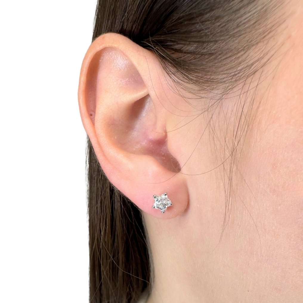 耳环 - 18K包金 白金 - 0.80ct. tw. 钻石 (天然) - 经典耳钉 #3.2