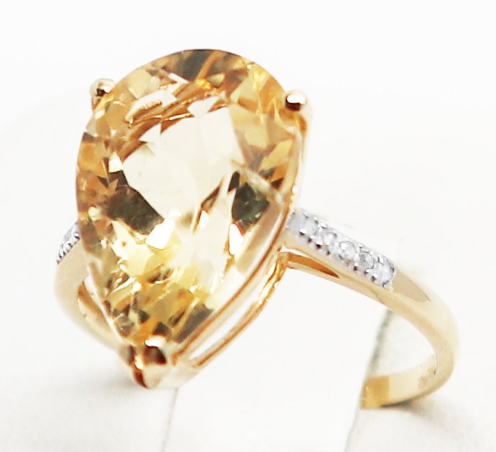 Sans prix de réserve - Bague - 14 carats Or jaune Citrine - Diamant #3.2