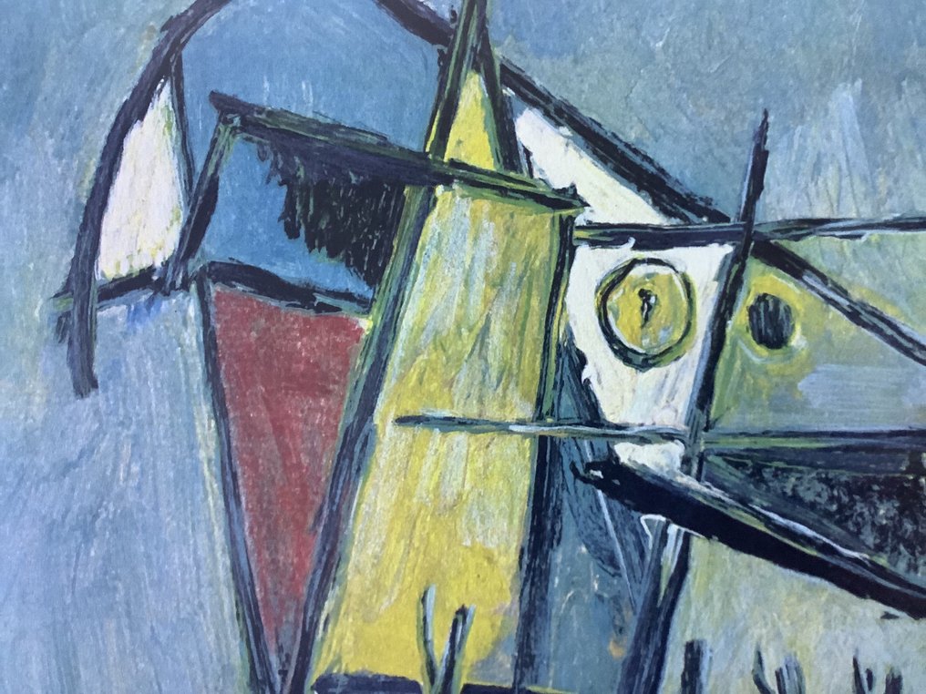 Jan Roede (1914-2007) - Abstracte compositie met geel, blauw en rood. #2.1