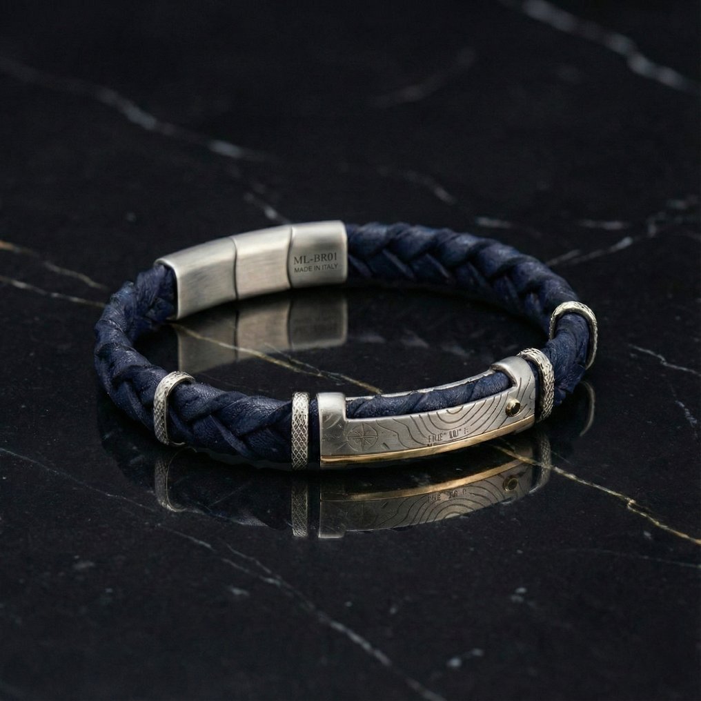 18 καράτια - Βραχιόλι σε χειρουργικό ατσάλι., Κίτρινο χρυσό - Βραχιόλι - Κατασκευασμένο στην Ιταλία #1.0