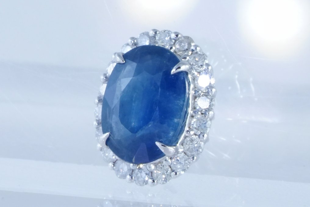 没有保留价 - 吊坠 白金 -  1.17ct. tw. 蓝宝石 - 钻石 #2.1