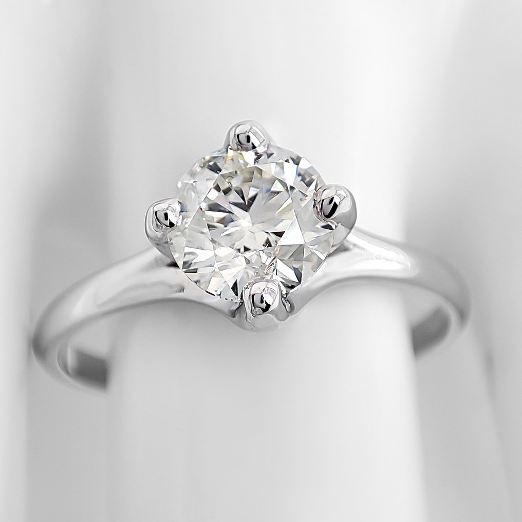 Zonder minimumprijs - Ring - 14 karaat Witgoud - 1.01ct. tw. Diamant (Natuurlijk) - IGI-certificaat #1.0