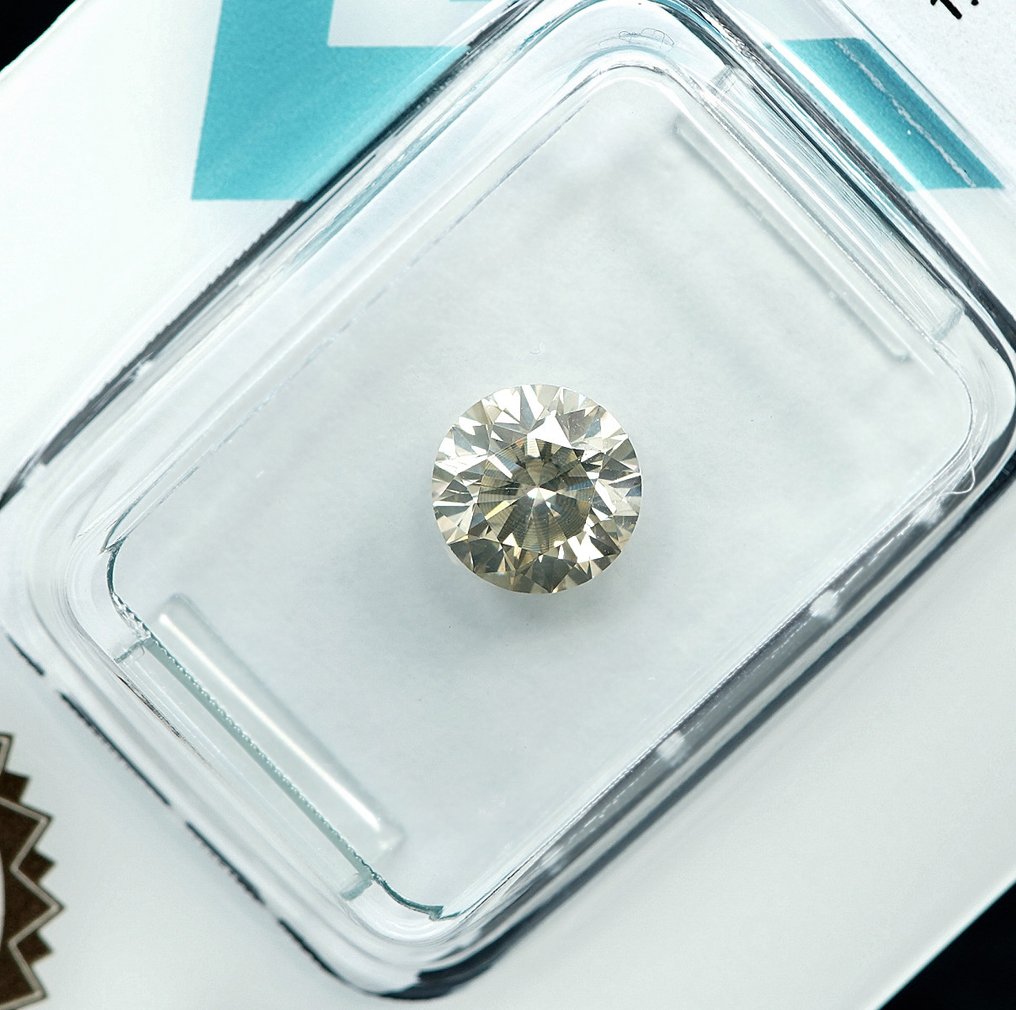 1 pcs Timantti (Luonnonvärinen) - 1.04 ct - Pyöreä - Light Harmahtava Keltainen - I1 - Kansainvälinen gemologinen instituutti (IGI) #2.1