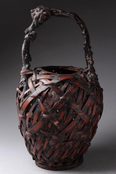 Susudake竹花篮配天然木柄 - 竹 - 日本 - 1900-2000 #1.0